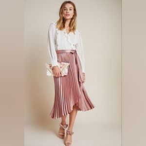 Anthropologie Paulina Pleated Midi Skirt
